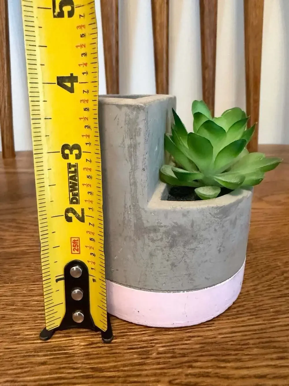 Artificial Succulent in Gray and Pink Two-Tone Cement Planter Pot
